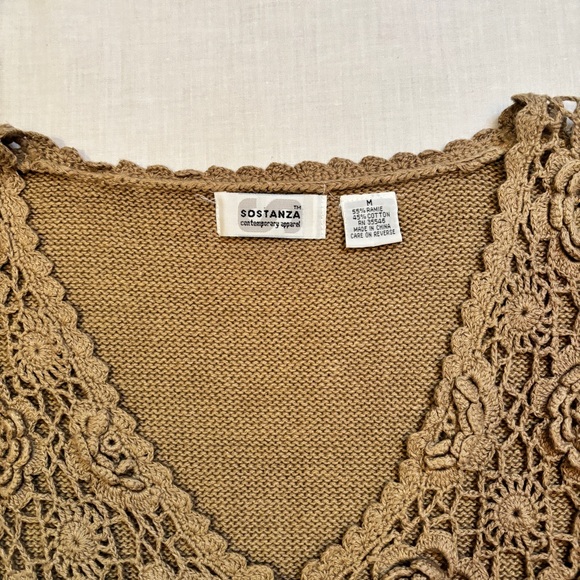 Vintage 90s Granny Core Floral Crochet Lace Sweater Vest - Picture 6 of 6